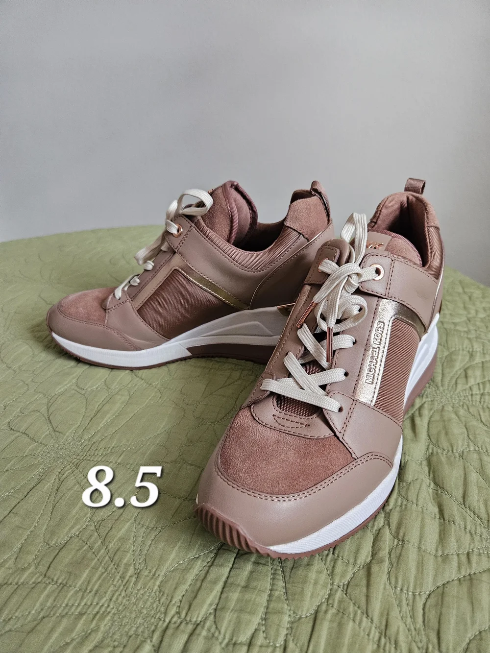 Women's Rose Gold Wedge Sneakers - Michael Kors - Picture 3 of 5